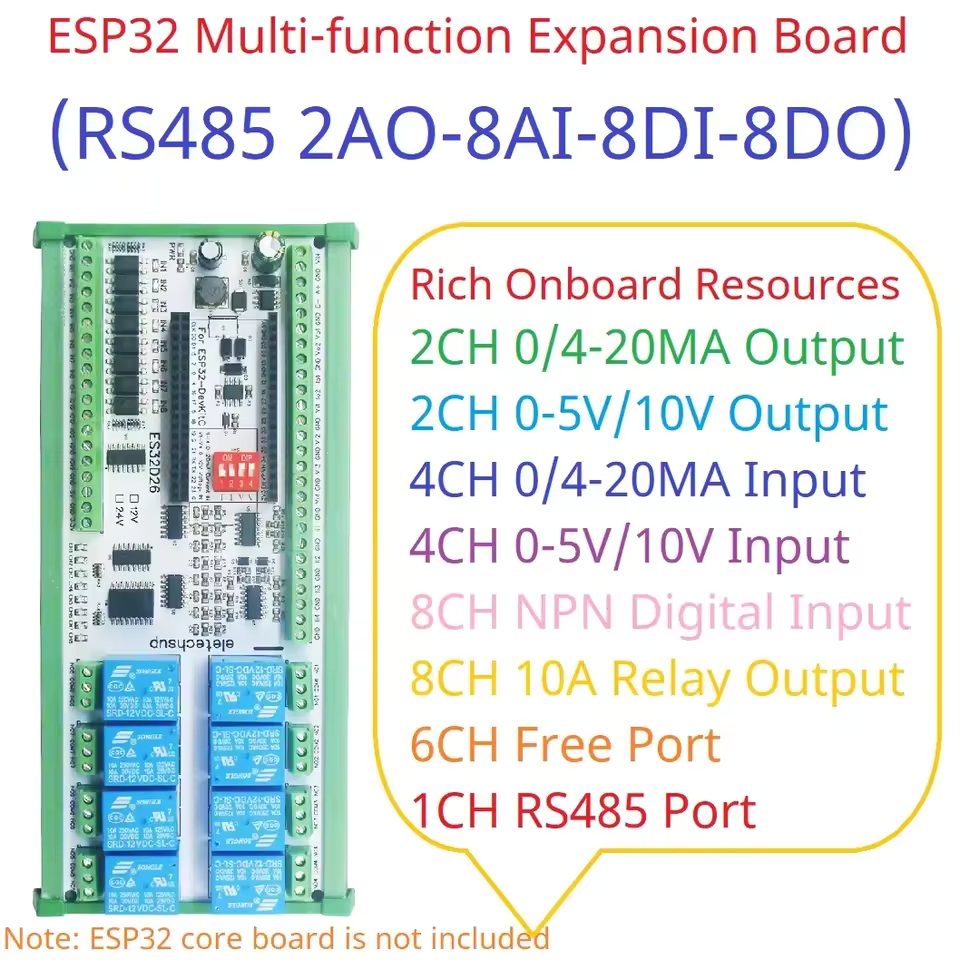 Placa de relé de red Wifi ESP32 2AO-8AI-8DI-8DO - Imagen 2