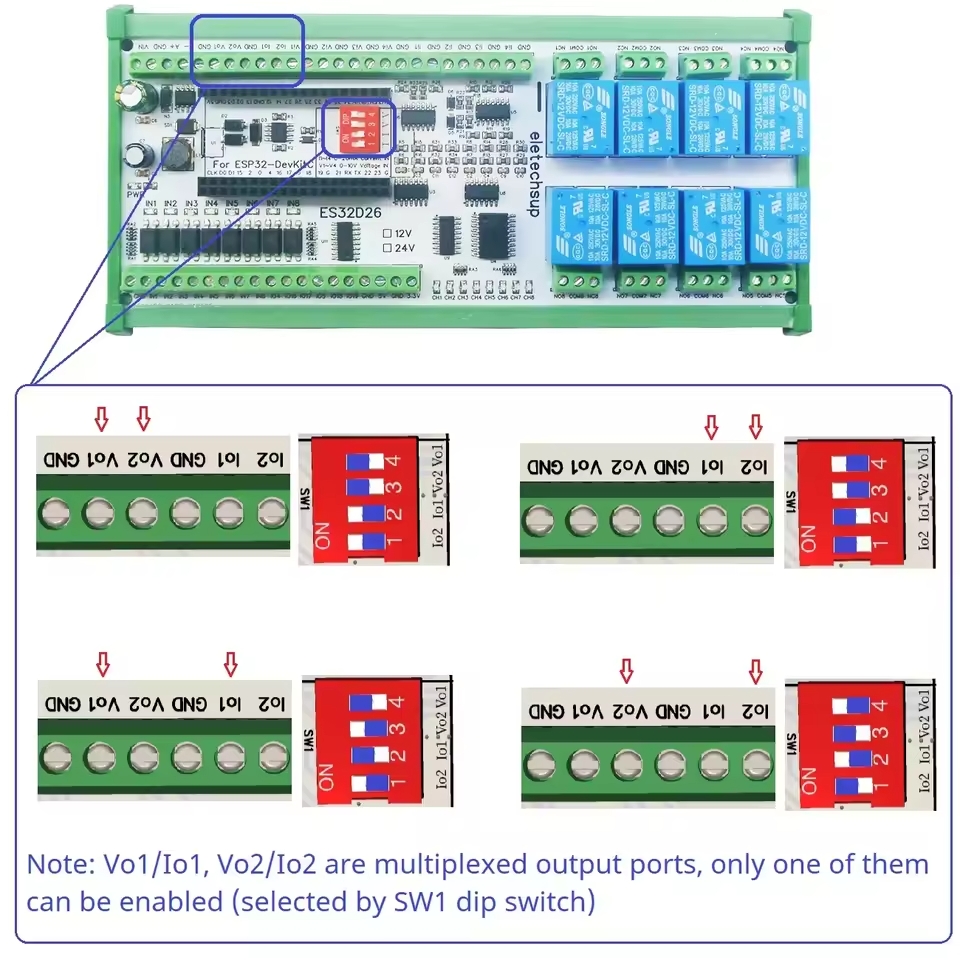 Placa de relé de red Wifi ESP32 2AO-8AI-8DI-8DO - Imagen 6